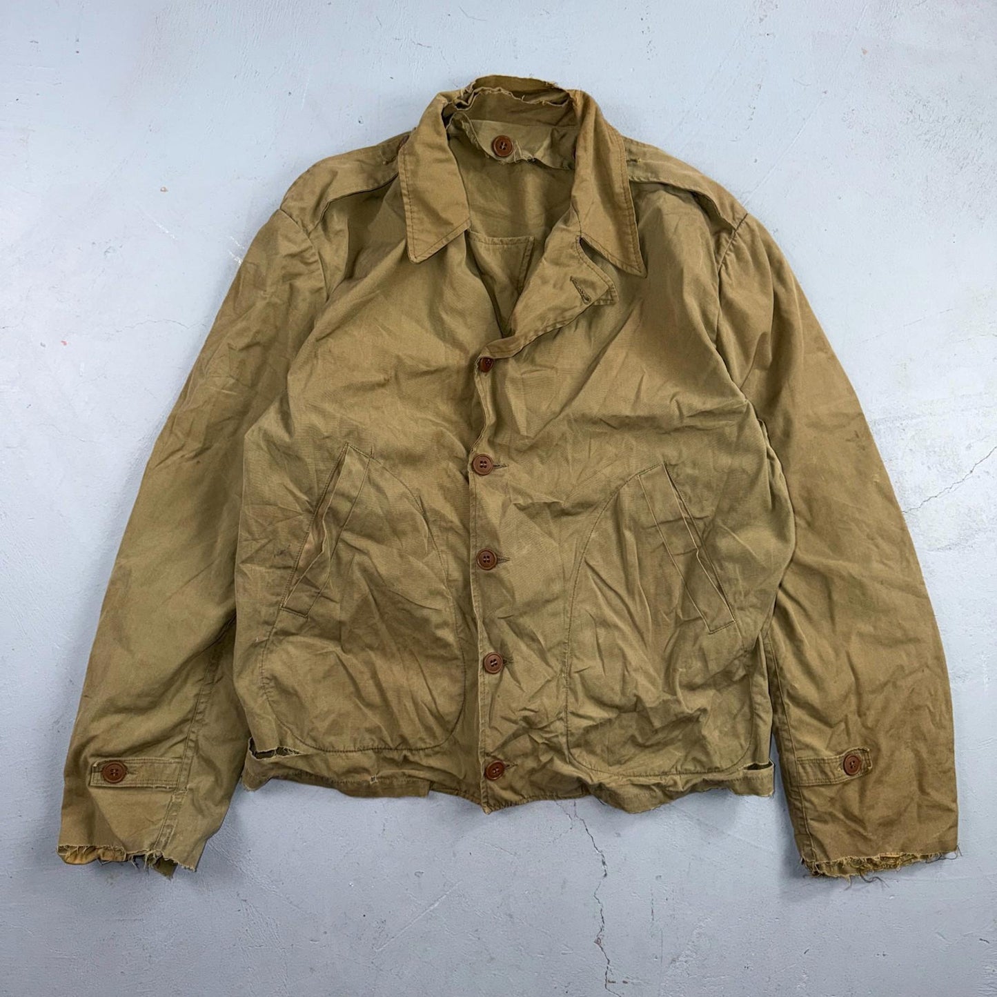 WW2 M41 Army Field Jacket Military 1940s WWII M-1941 Civilian? Unlined Rips