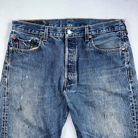 Levis 501 Vintage 90s Mexico Straight Leg Jeans 36x32 Y2K Med Wash Act 34x30