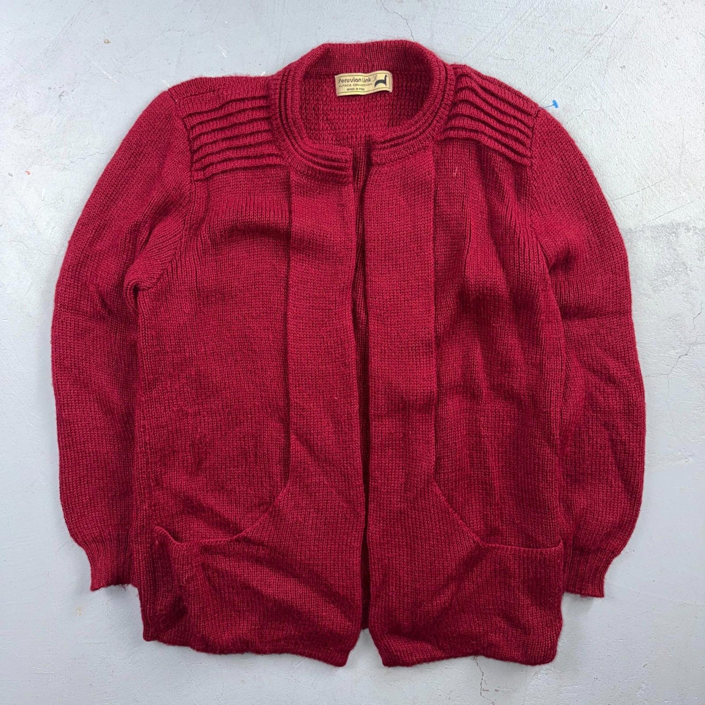 Peruvian Connection Royal Alpaca Women’s Sz. M Open Long Vest Sweater Red