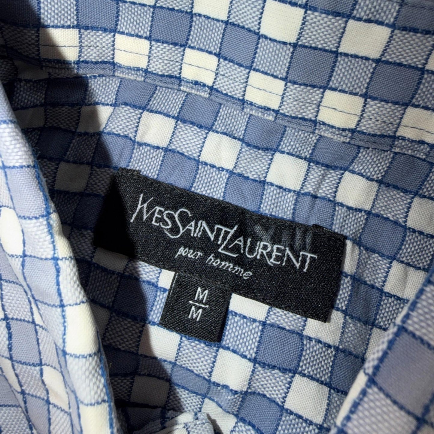 Yves Saint Laurent Pour Homme YSL Shirt Mens M Long Sleeve Plaid Button Up VTG