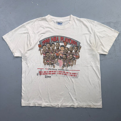 VTG 1990 NBA Playoffs Portland Trailblazers Caricature Salem Shirt T-Shirt Sz XL