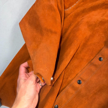 VTG 60s 50s Brown Suede Leather Button Jacket Western Snap Rockabilly Staple