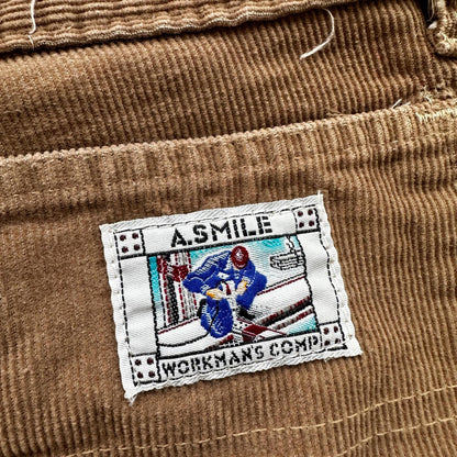 VTG 60s A SMILE USA Brown Corduroy Pants 32 70s 28x25 Capri Cut Cowboy RARE