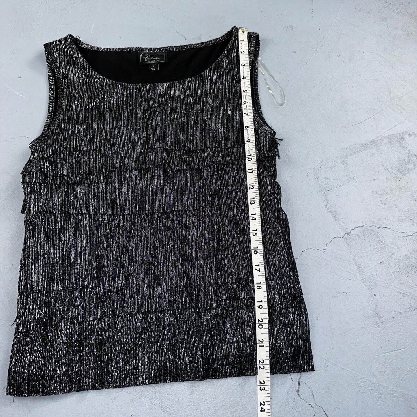 Collection Dressbarn Women's Dress Top 8 Lace Seqins - Black Sleeveless USA VTG