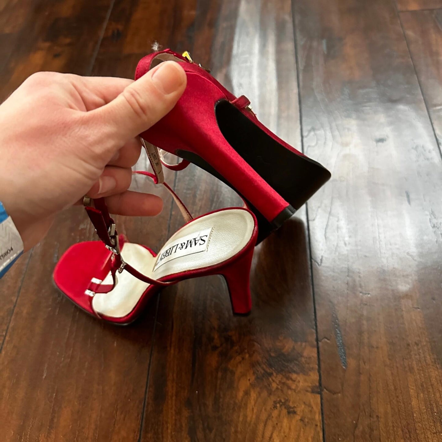 Sam & Libby Diva Sl Red Women Size 8.5 M Sandal Heels Ankle Strap Sexy Nice