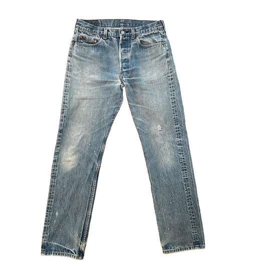 VTG 80s Levis 501 Button Fly 35x32 USA Tag Jeans Straight Wash Blue XX Act 31x31