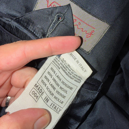 VTG Wool Suit Italy 54 Jacket Sport Coat Virgilini Double Breast Pin Stripe 80s