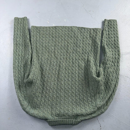 Ralph Lauren Womens M Peplum Green Cable Knit Sweater Wool Cashmere Angora