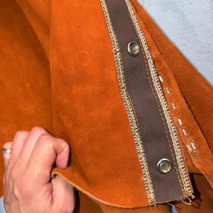 VTG 60s 50s Brown Suede Leather Button Jacket Western Snap Rockabilly Staple