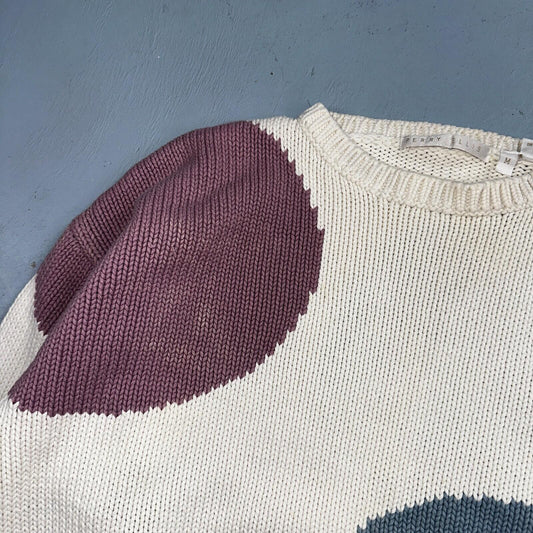 Perry Ellis VTG Atomic Pullover Sweater Womens M Multicolor Abstract Ski Cotton