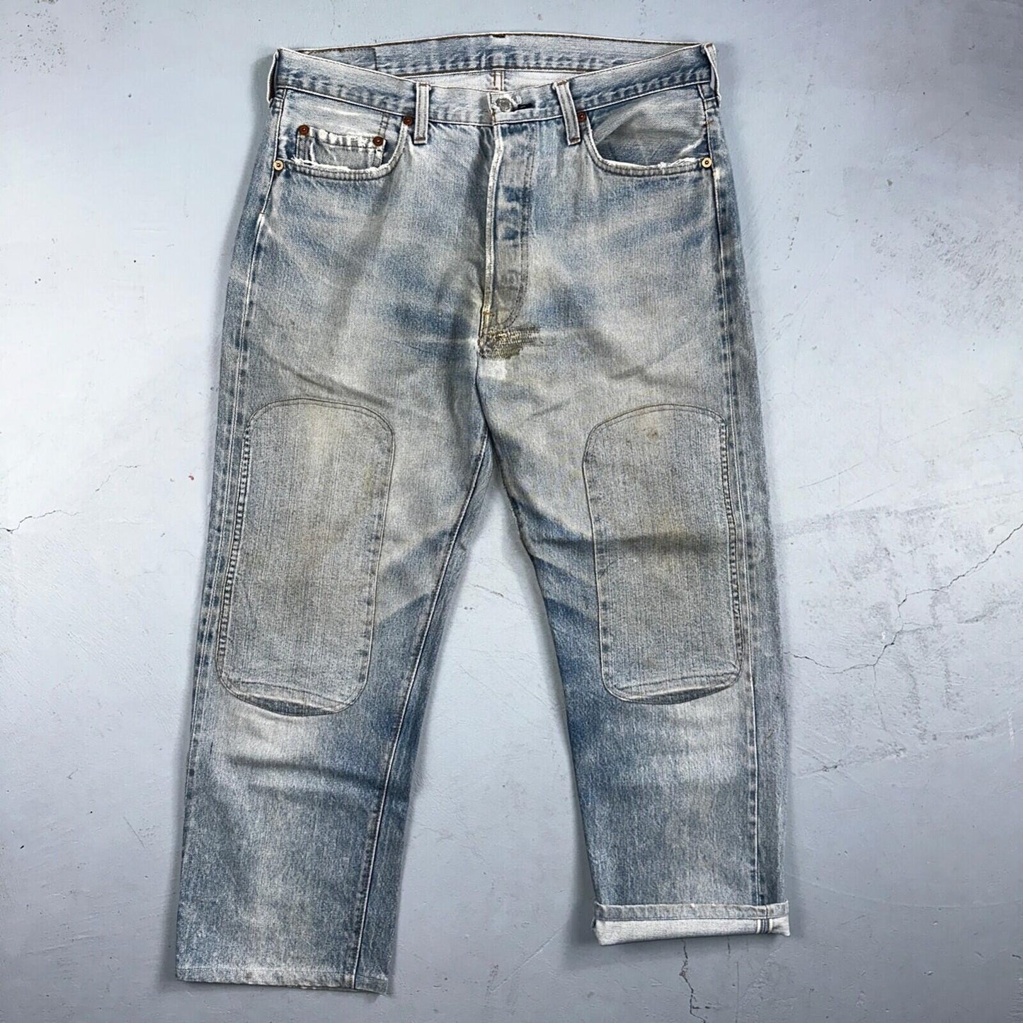 Levis 501 Vintage 80s Redline Selvedge USA XX Jeans Light Wash 36x31 Act 34x27