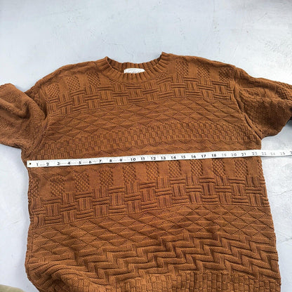 Vintage Saks Fifth Avenue Sweater 100% Cotton Mens M Brown Pullover Mock Neck