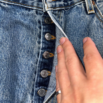 Levis 501 Vintage 90s Mexico Straight Leg Jeans Blue Light Wash 38x30 Act 37x31