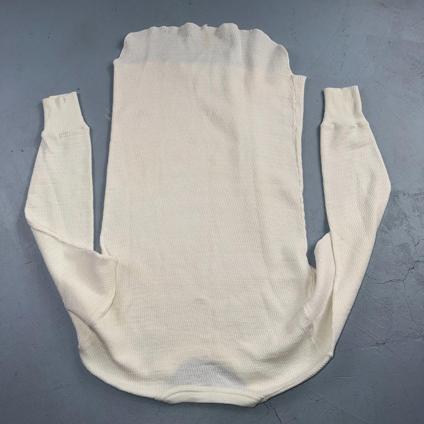 Vintage Hanes Green Tag Waffle Knit Thermal Shirt 70s M Long White 1970s White
