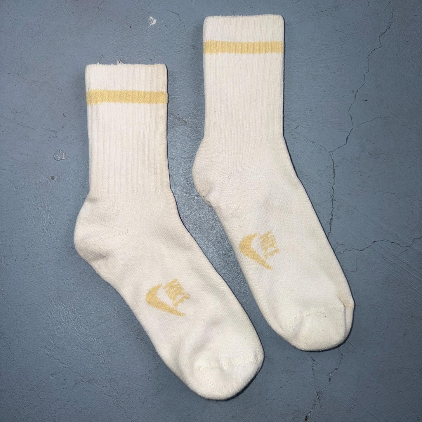 VTG 80s Nike Quarter Socks Swoosh USA White Yellow Air Max 1 1986 RARE
