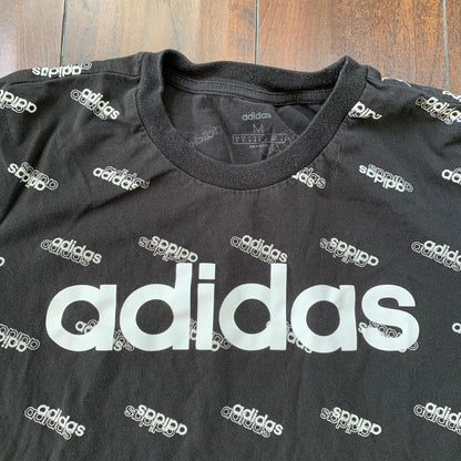 Adidas All Over Logo Print Kanye West Vintage Style T Shirt Y2K Sports Boost 350