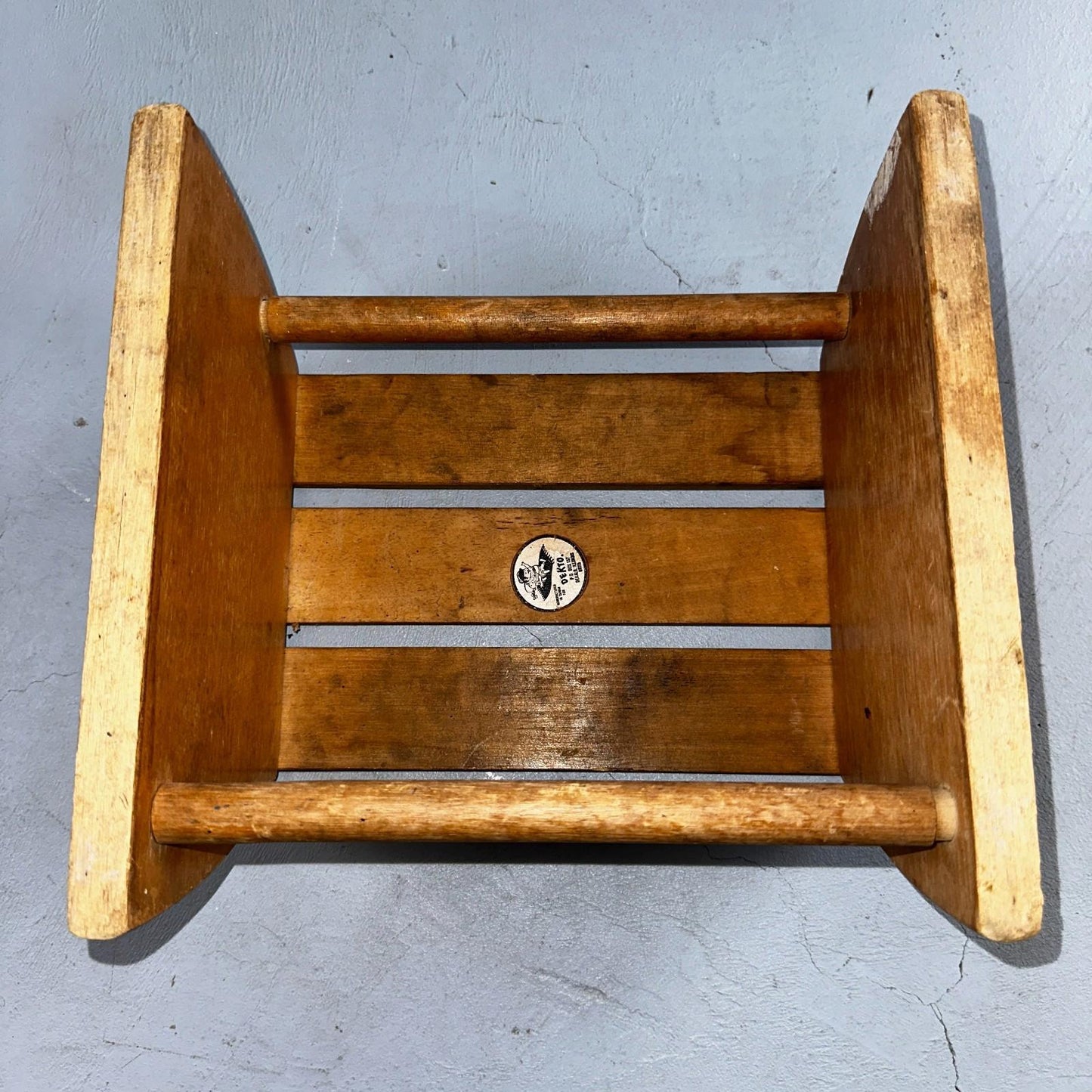Sit Down Step Up Stool Chair DEKTO Wooden Toys Animal Alphabet VTG Primative