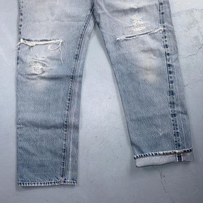 Levis 501 Vintage 80s Redline Selvedge USA XX Jeans Light Wash 36X30 Act 33X28
