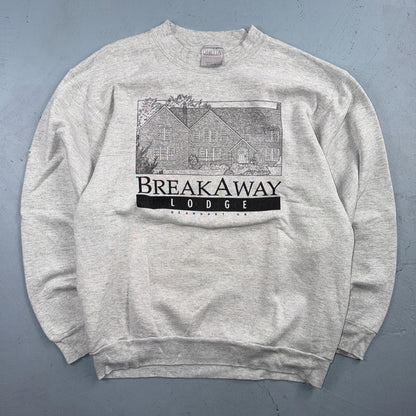 VTG Oneita Sweatshirt Mens XL Gray Travel USA Breakway Lodge Gearhart Oregon