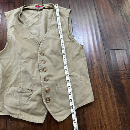 VTG Male Vest Adult Beige Canvas 60s 70s Shooting Hunting buckle back