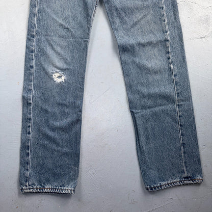 Levis 501 Vintage 90s USA XX Straight Leg Jeans Blue Light Wash 30x30 Act 27x28