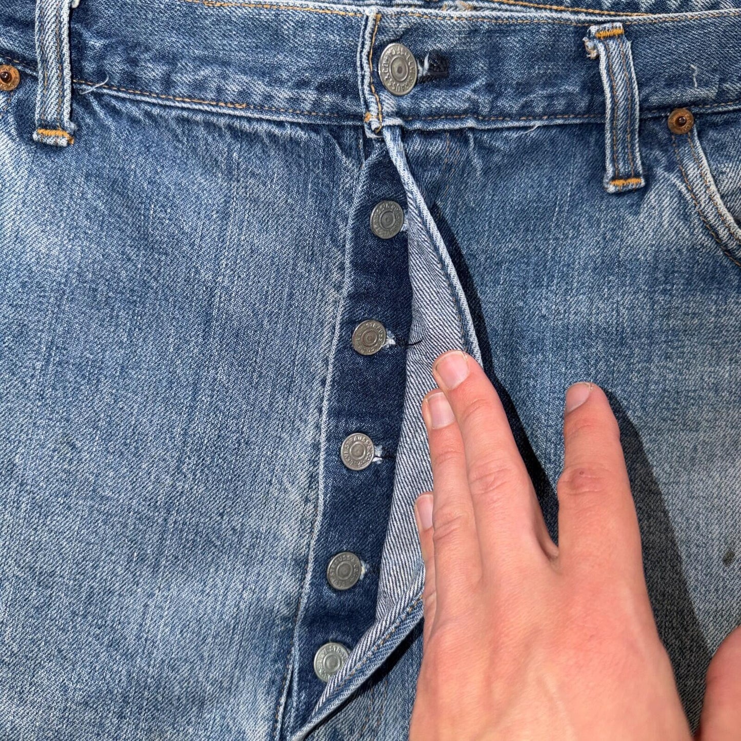 Levis 501 Vintage 70s SS Redline Selvedge USA Jeans Light Wash 44x34 Act 40x30