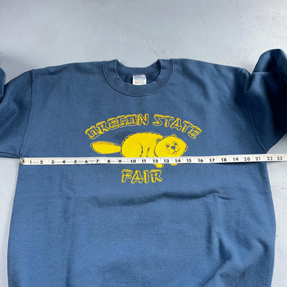 Oregon State Fair Beavers VTG Crew Neck Sweatshirt Gildan M Navy Blue OSU Y2K