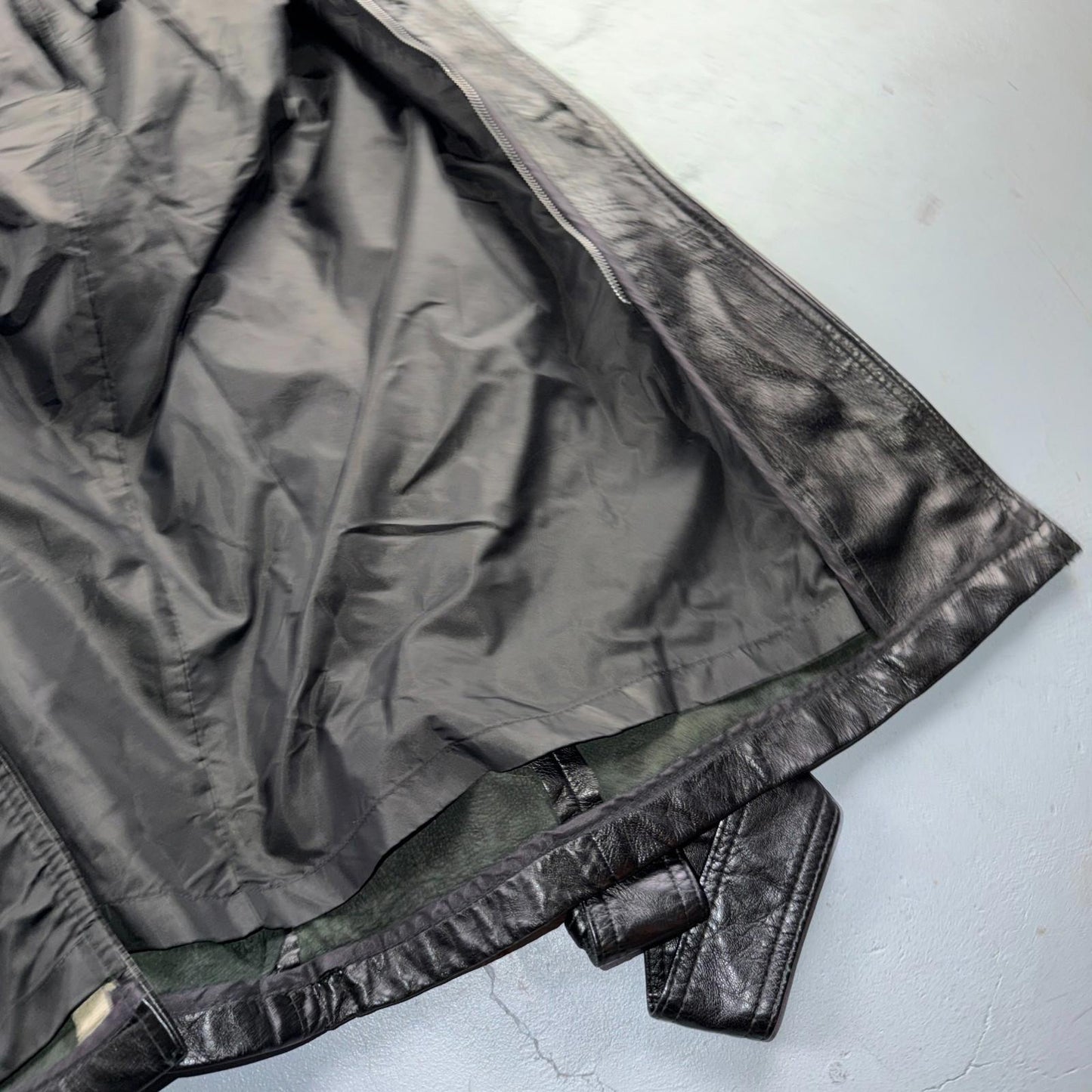 VTG Mens Long Length Vintage Leather Military Duster UNLined Rockabilly 60s Belt