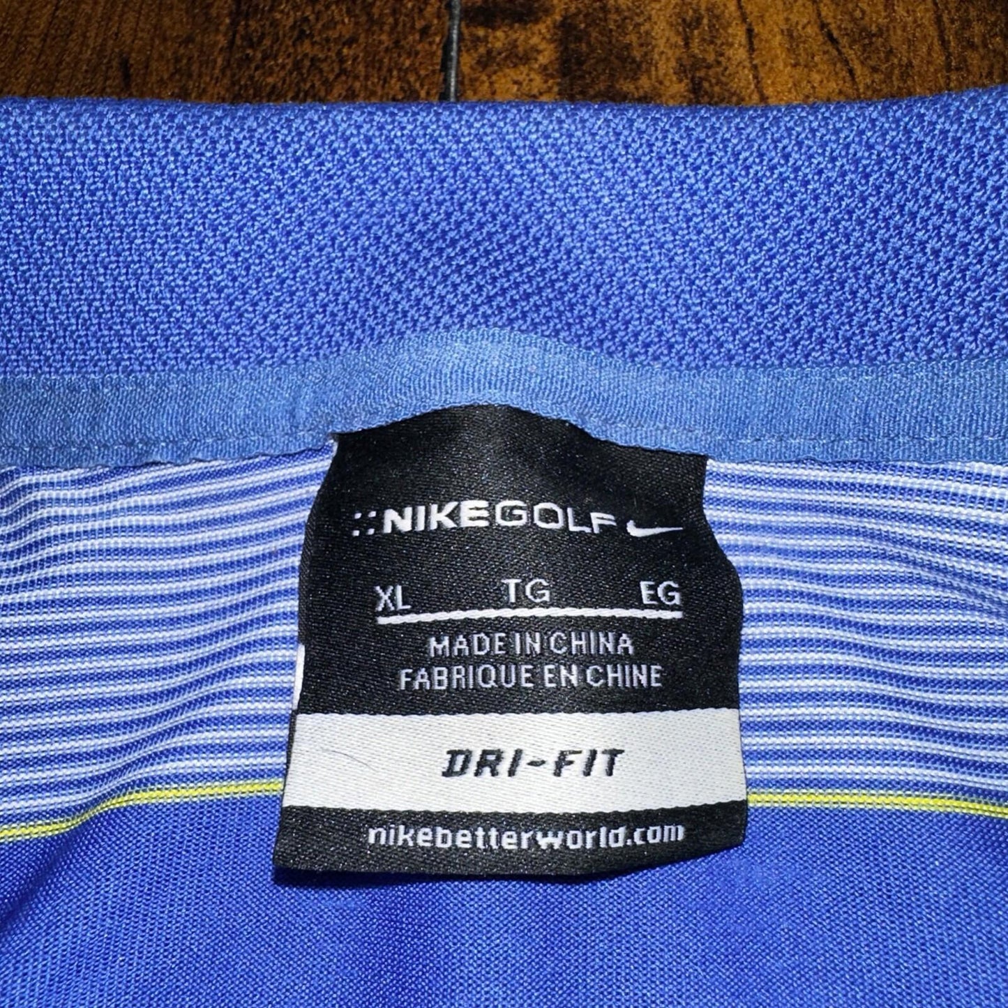 Nike Golf Purple Stripe Vintage Style T Shirt Dri Fit XL Tiger Woods Summer