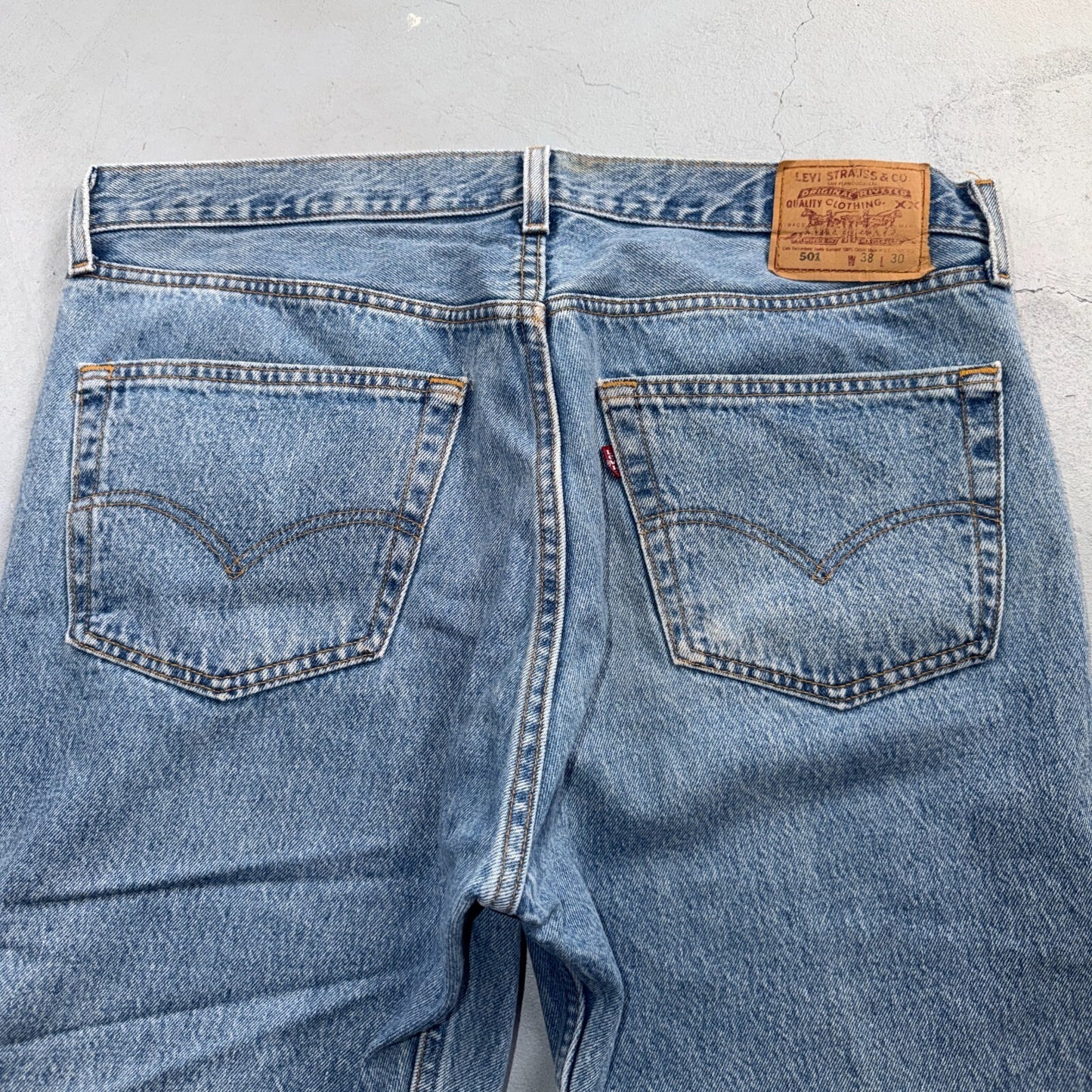 Levis 501 Vintage 90s USA XX Straight Leg Jeans Blue Light Wash 38x30 Act 38x25