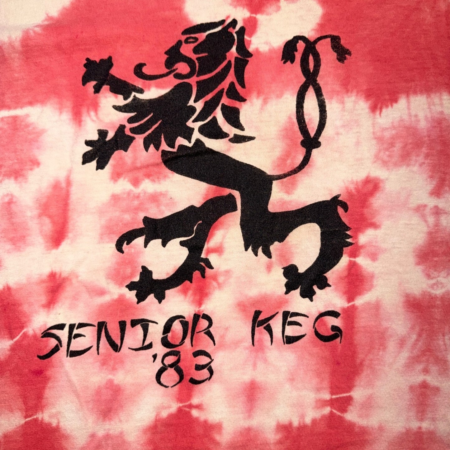 VTG 1970s Skull Tie Dye T Shirt Red Handmade Grunge Rockabilly Graphic 83 Keg