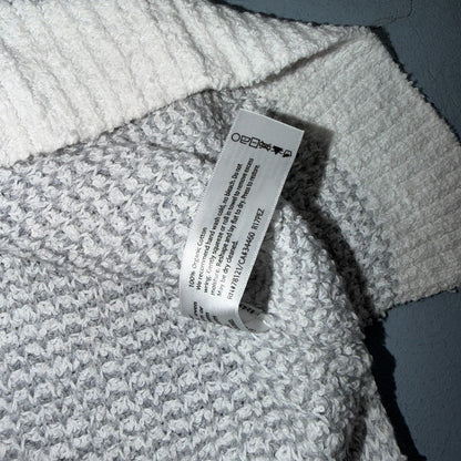 Eileen Fisher 100% Organic Cotton Oversized Sweater Size XS Grey White