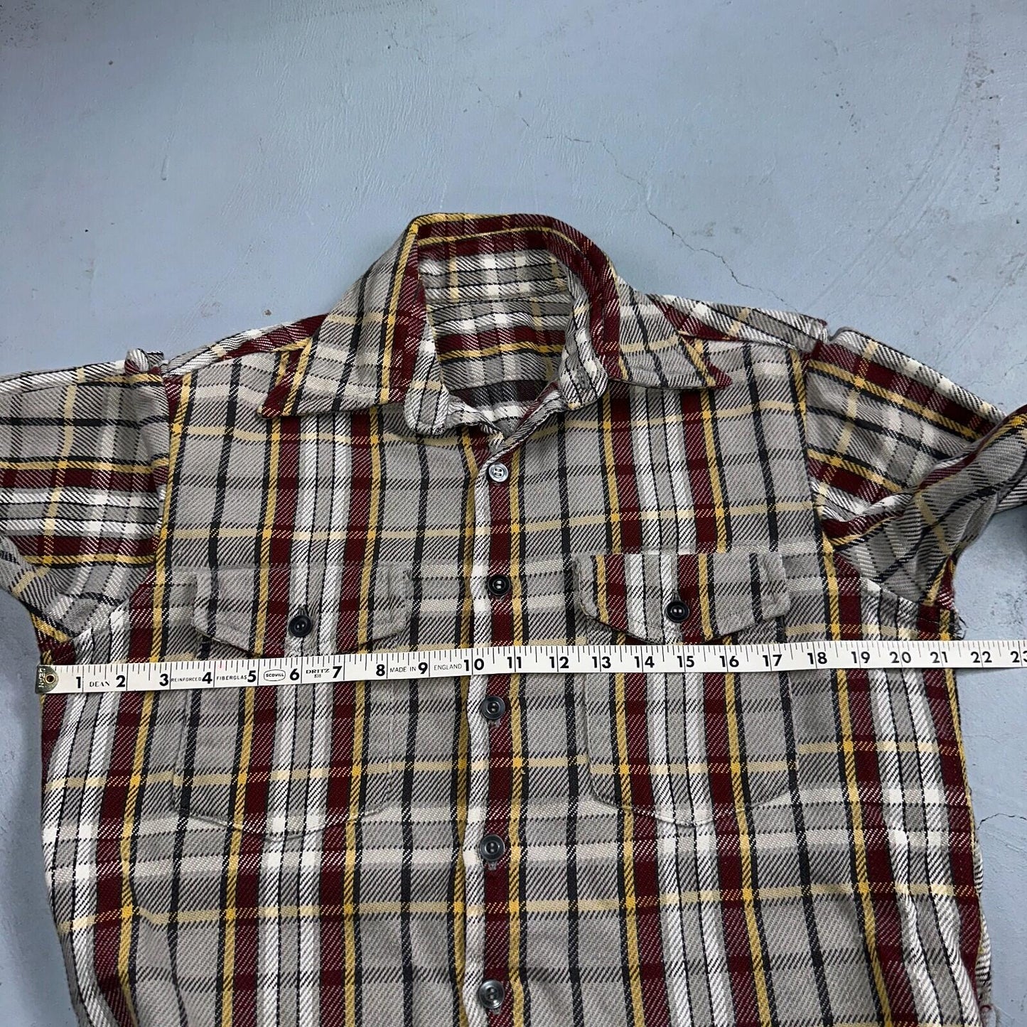 VTG Big Mac JC Penneys Thick 100% Cotton Flannel Work Shirt M 70s Plaid Thrashed