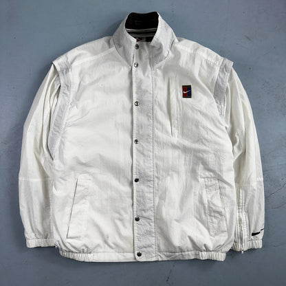 Nike Jacket Vintage 90s Challenge Court Tennis Vest Removable Sleeves RARE White