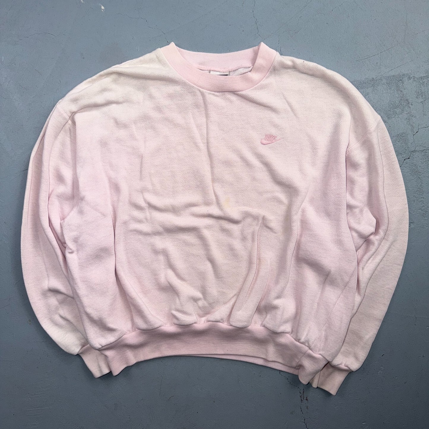 Vintage 90s Nike Mini Swoosh Embroidered Crewneck Sweatshirt Pink L Gray Tag