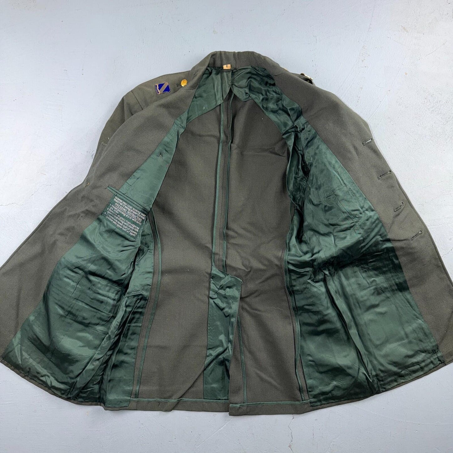 US Army Korean War Officer Suit 1950s Armored Hell Wheels Patch 37R VTG Jacket