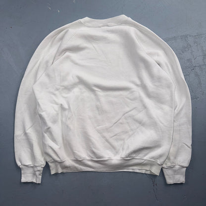 VTG Justin Boots Logo Promo Sweatshirt White Western Cowboy USA XL 1980s 80s