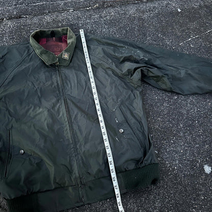 Vintage Woolrich Bomber Jacket Green USA Stained 90s Red Lining USED HEAVY