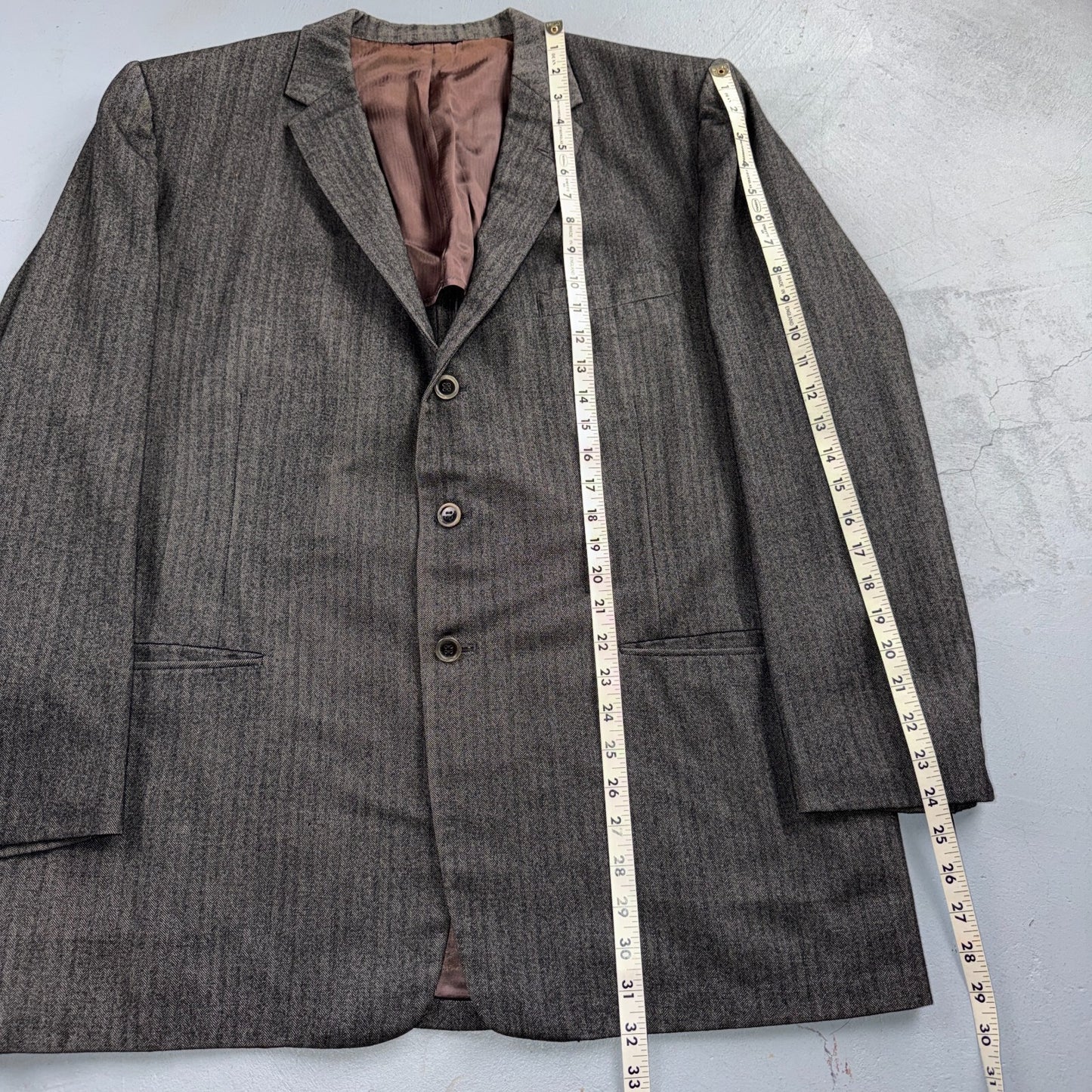 VTG Mens 2 PC Suit 46 Jacket Coat Pants Gray Rockabilly 60s 1960s HBT Drop Loop