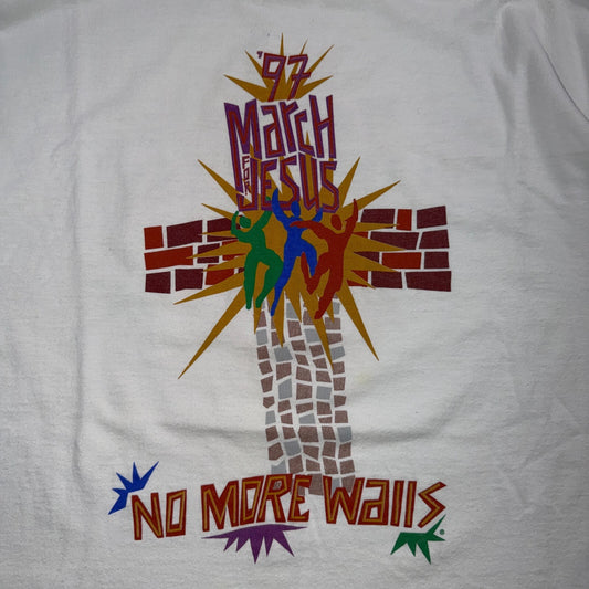 Jesus 90s USA 2XL VTG T Shirt March No More Walls Graphic Cool Religion
