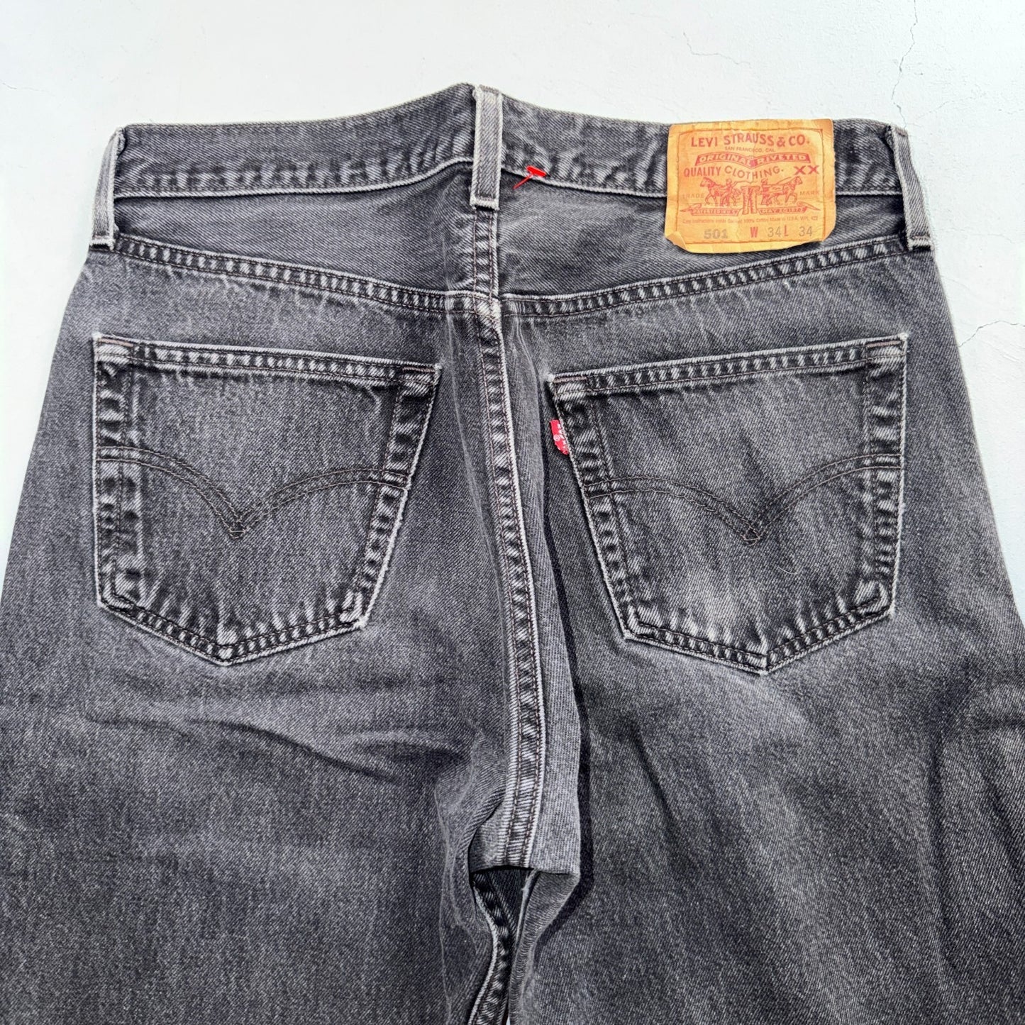 Levis 501 Vintage 90s USA XX Straight Leg Jeans Black Light Wash 34x34 Act 33x30