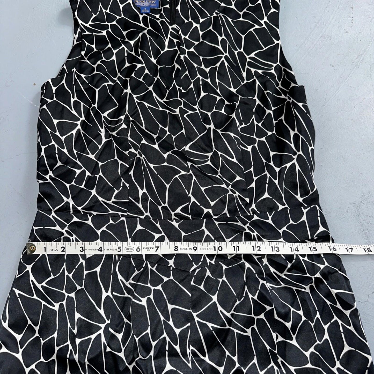 Pendleton Women's Size 6 Silk Blend Sleeveless Black White Fit N Flare Dress