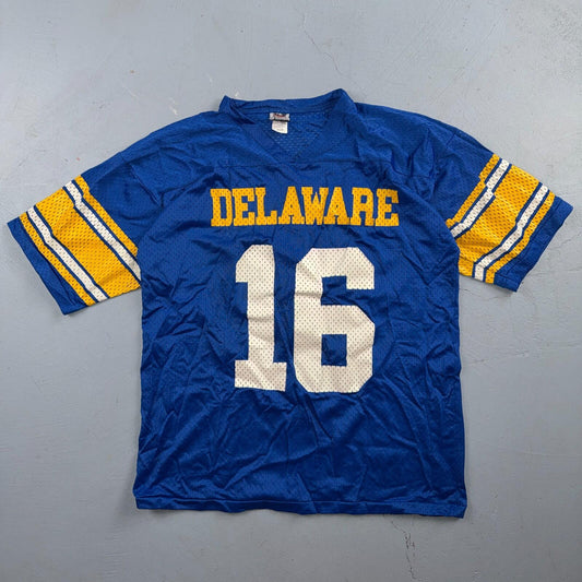 Delaware 16 Fan Jersey #16 Phoenix Sportswear M Blue Yellow Sports V Neck