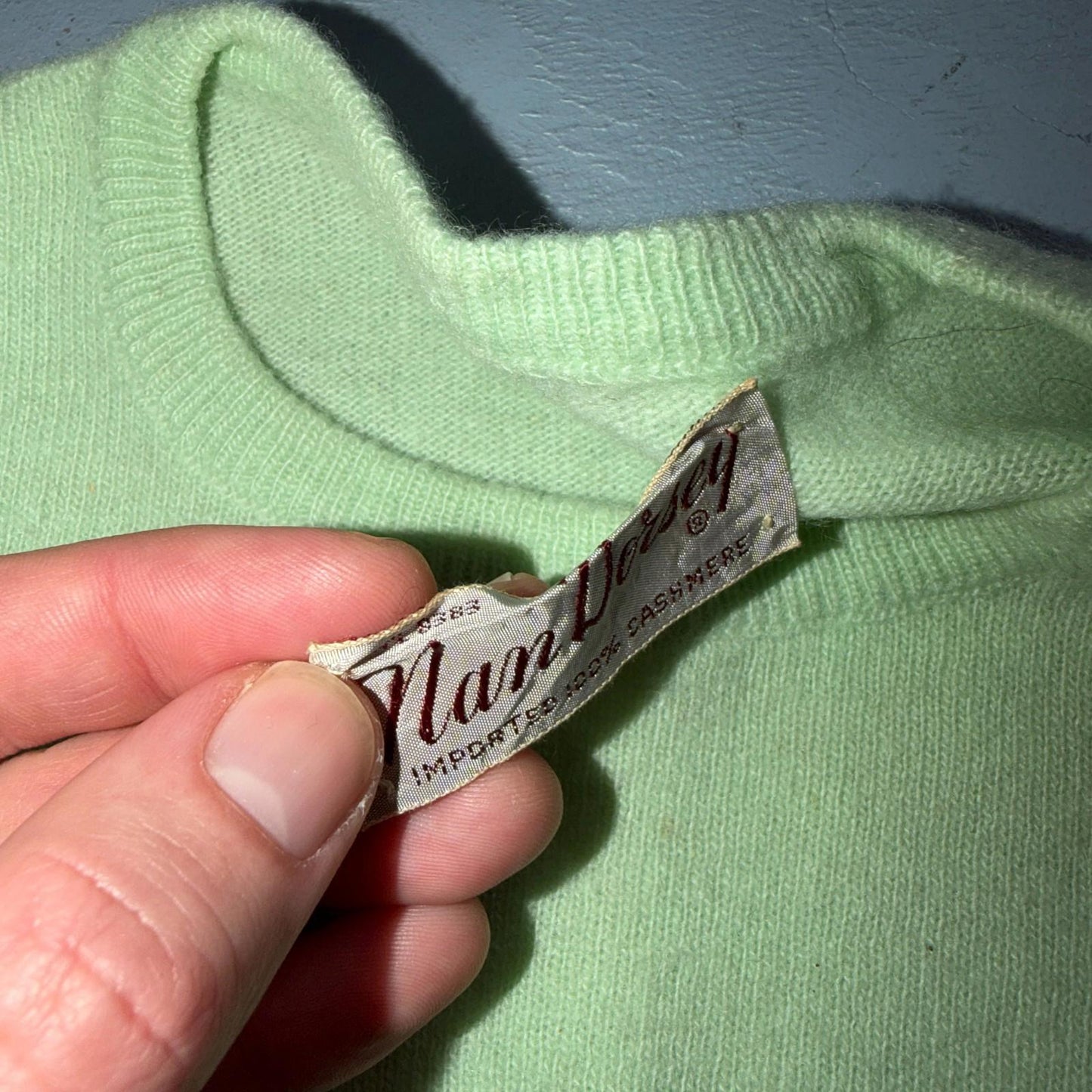 VTG 1940s 1950s Wool Cashmere Sweater Rockabilly Womens Mod Knit Green Nan Dorse