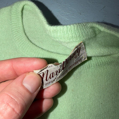 VTG 1940s 1950s Wool Cashmere Sweater Rockabilly Womens Mod Knit Green Nan Dorse