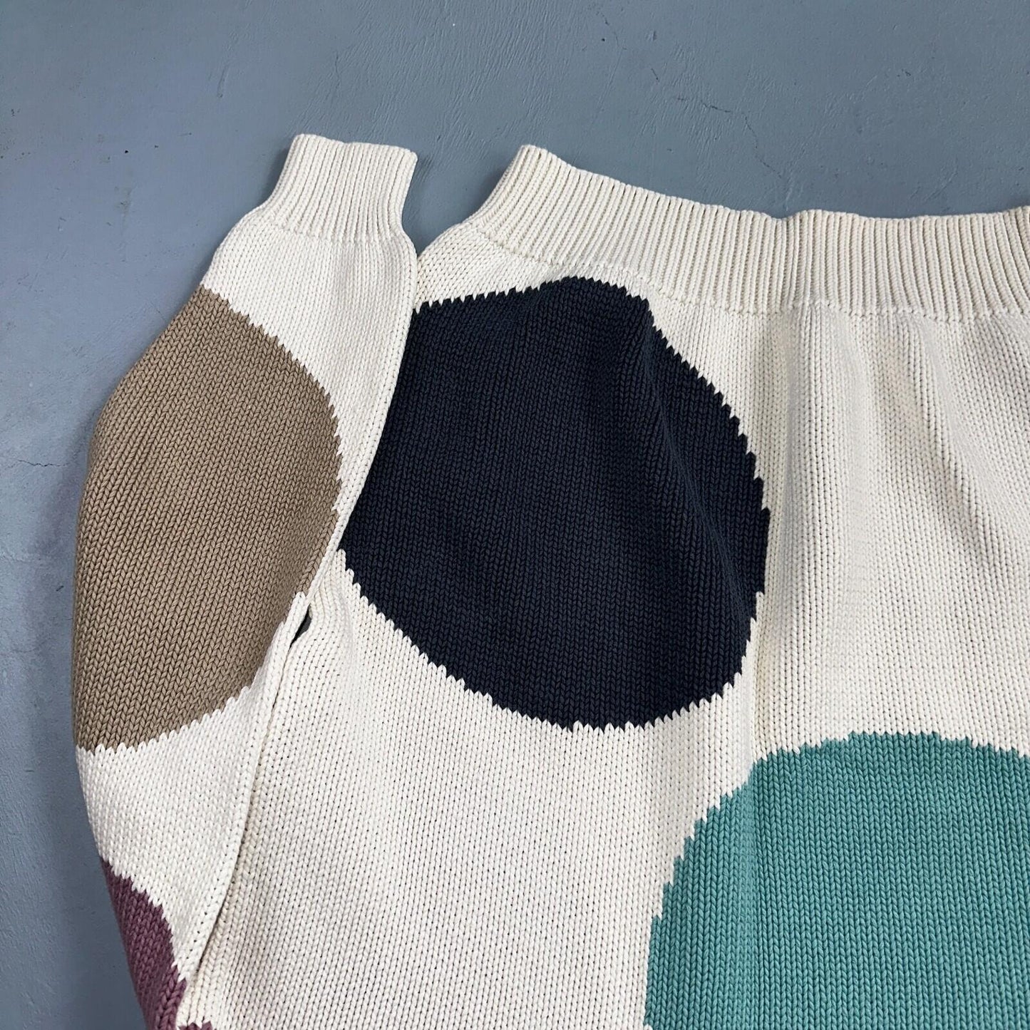 Perry Ellis VTG Atomic Pullover Sweater Womens M Multicolor Abstract Ski Cotton