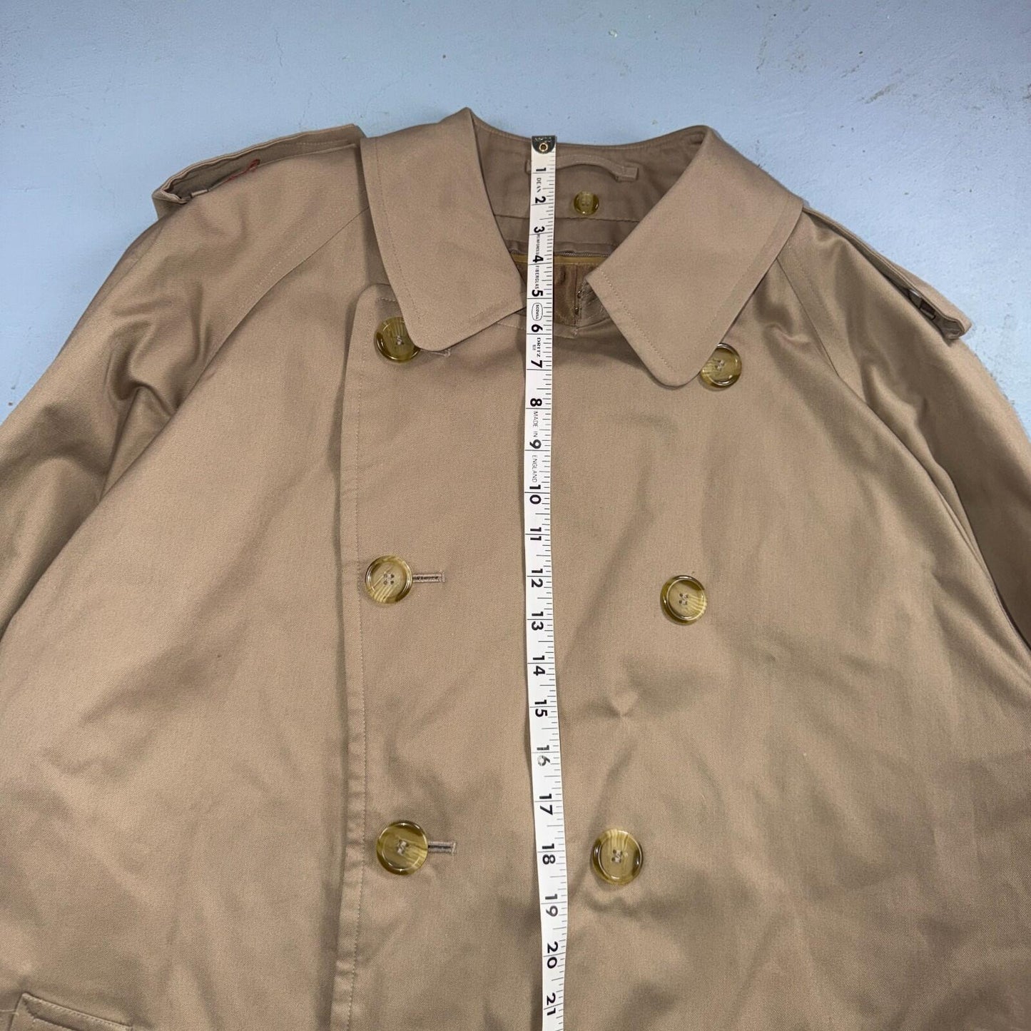 Burberry Mens 42L Trench Coat Jacket Camel Hair Double Breasted Wool Liner VTG