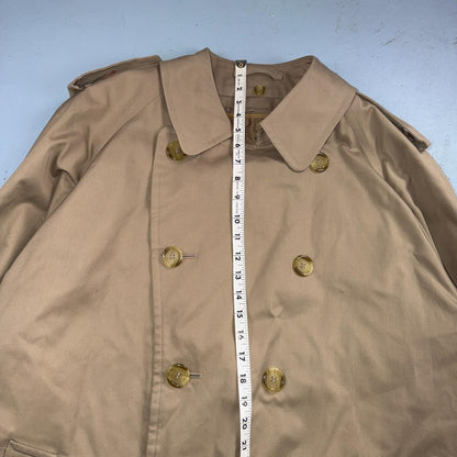 Burberry Mens 42L Trench Coat Jacket Camel Hair Double Breasted Wool Liner VTG