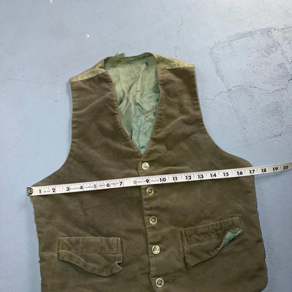 VTG Vest Mens Green Waistcoat Size S 1940s 1950s Velour Rockabilly Nice Suit