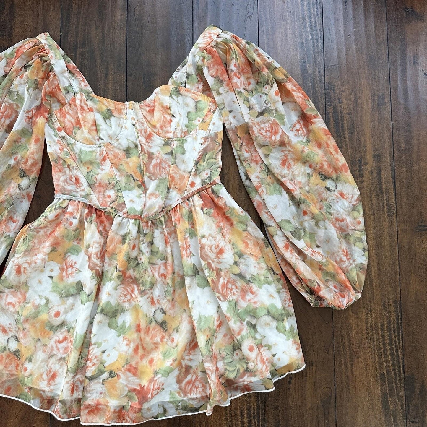 Floral Lantern Sleeve Mini Dress Hoop Skirt Halloween Sexy Vintage Style Hot
